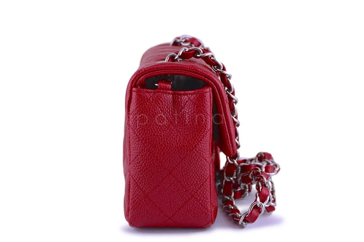 Chanel Caviar Pearly Red Classic Quilted Rectangular Mini 2.55 Flap Bag SHW - Image 4