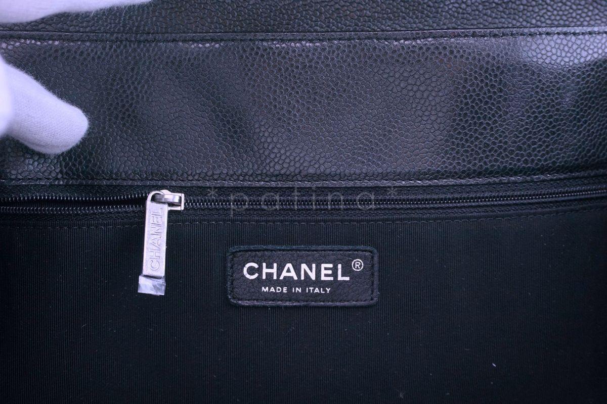 Chanel Charcoal Gray Caviar Classic Flap Timeless Tote Bag - Image 11