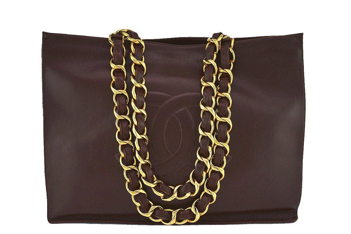 Chanel Chocolate Brown Vintage Grand Chunky Chain GST Shopper Tote Bag