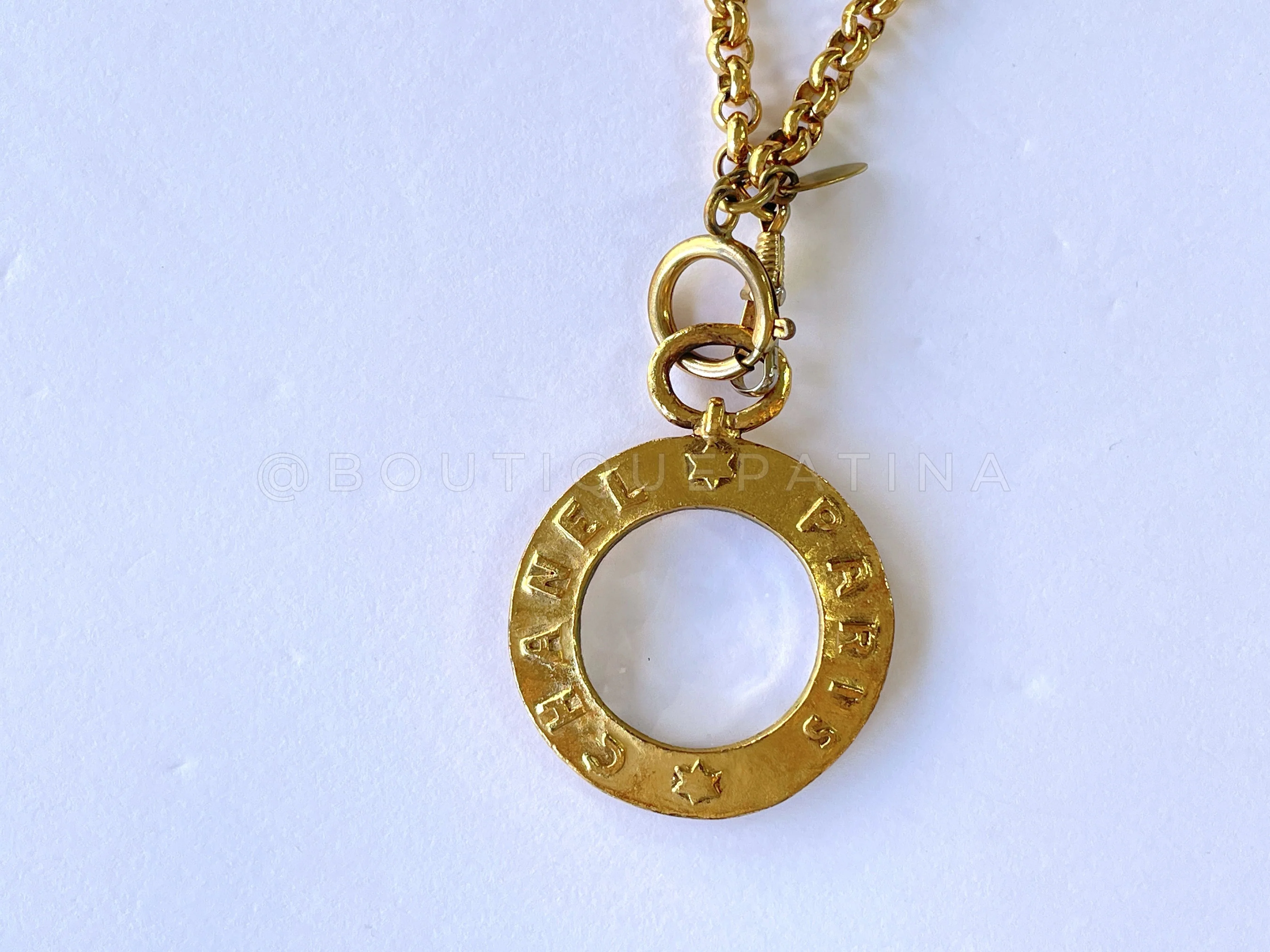 Chanel Collection 28 Large Magnifying Glass Pendant Long Chain Necklace - Image 3
