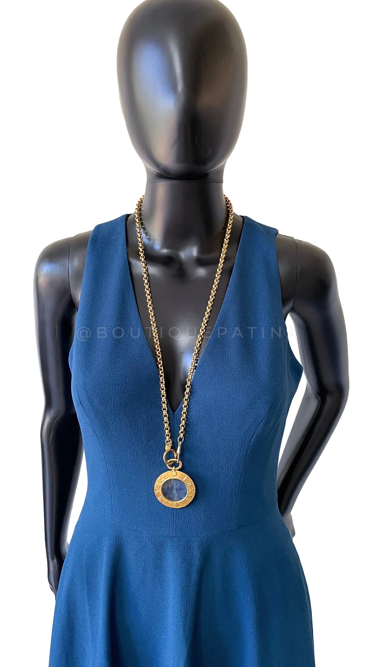 Chanel Collection 28 Large Magnifying Glass Pendant Long Chain Necklace - Image 5