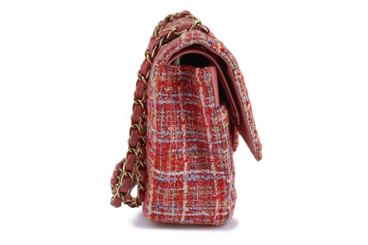 Chanel Coral Red Tweed Medium Classic 2.55 Flap Bag - Image 4