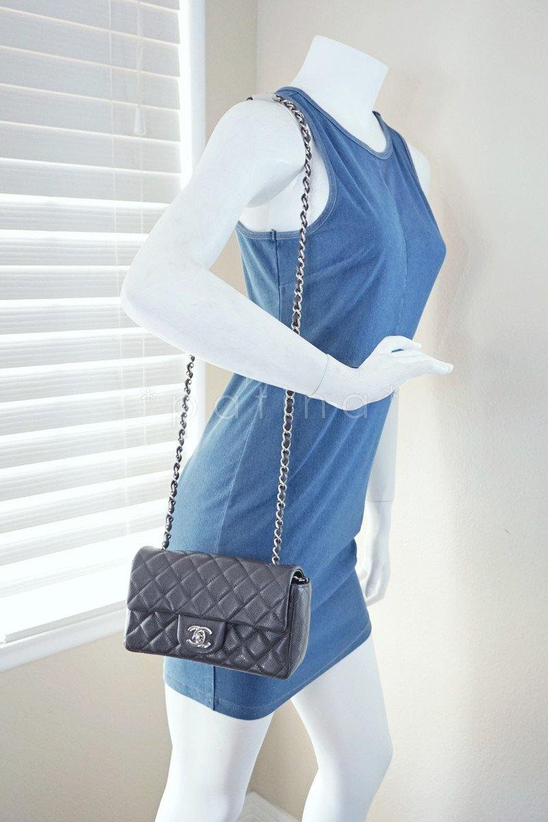 Chanel Dark Gray Classic Quilted Rectangular Mini 2.55 Flap Bag - Image 14