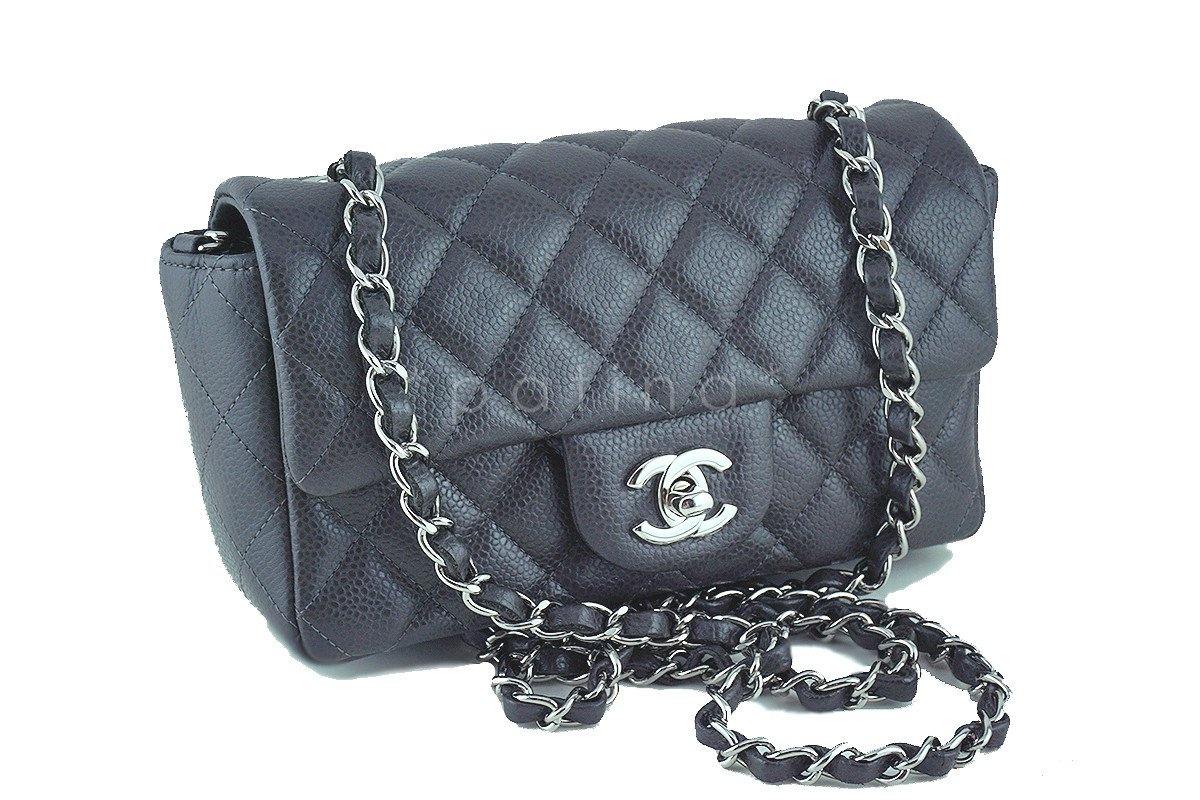 Chanel Dark Gray Classic Quilted Rectangular Mini 2.55 Flap Bag - Image 2
