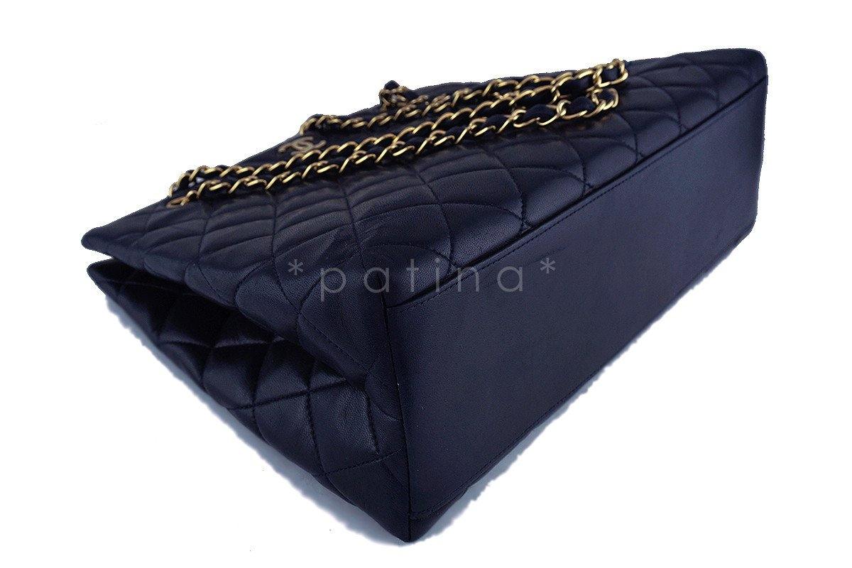 Chanel Dark Navy Blue Classic Quilted Shopper Tote Bag GHW - Image 7