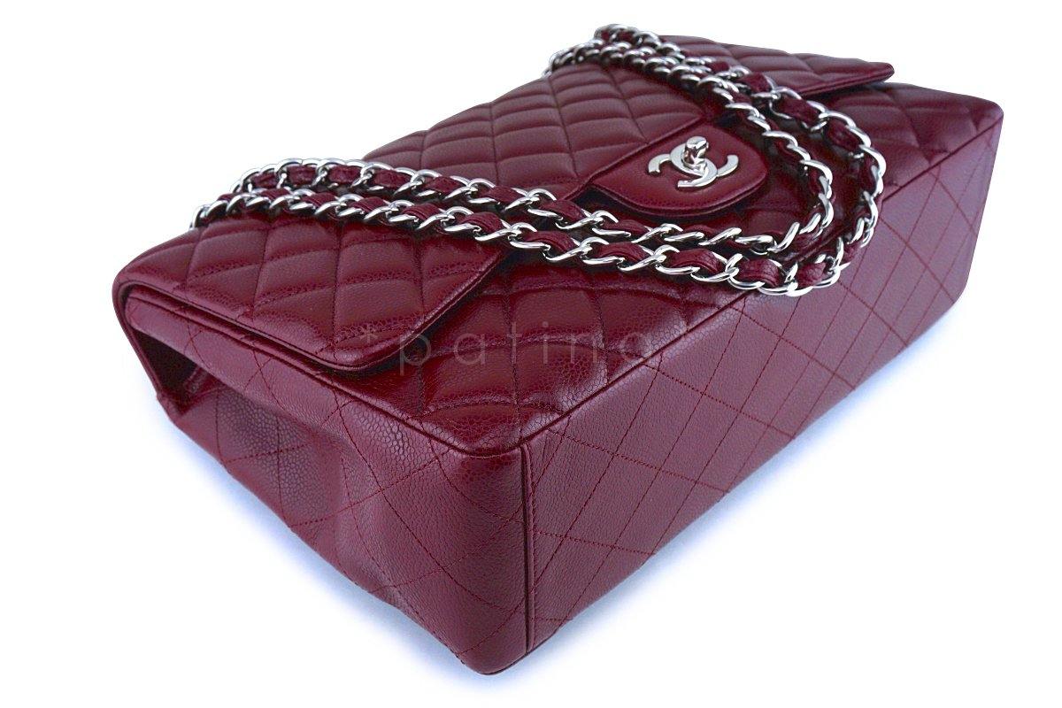 Chanel Dark Red 13in. Caviar Maxi Quilted Classic 2.55 Jumbo XL Flap Bag - Image 7