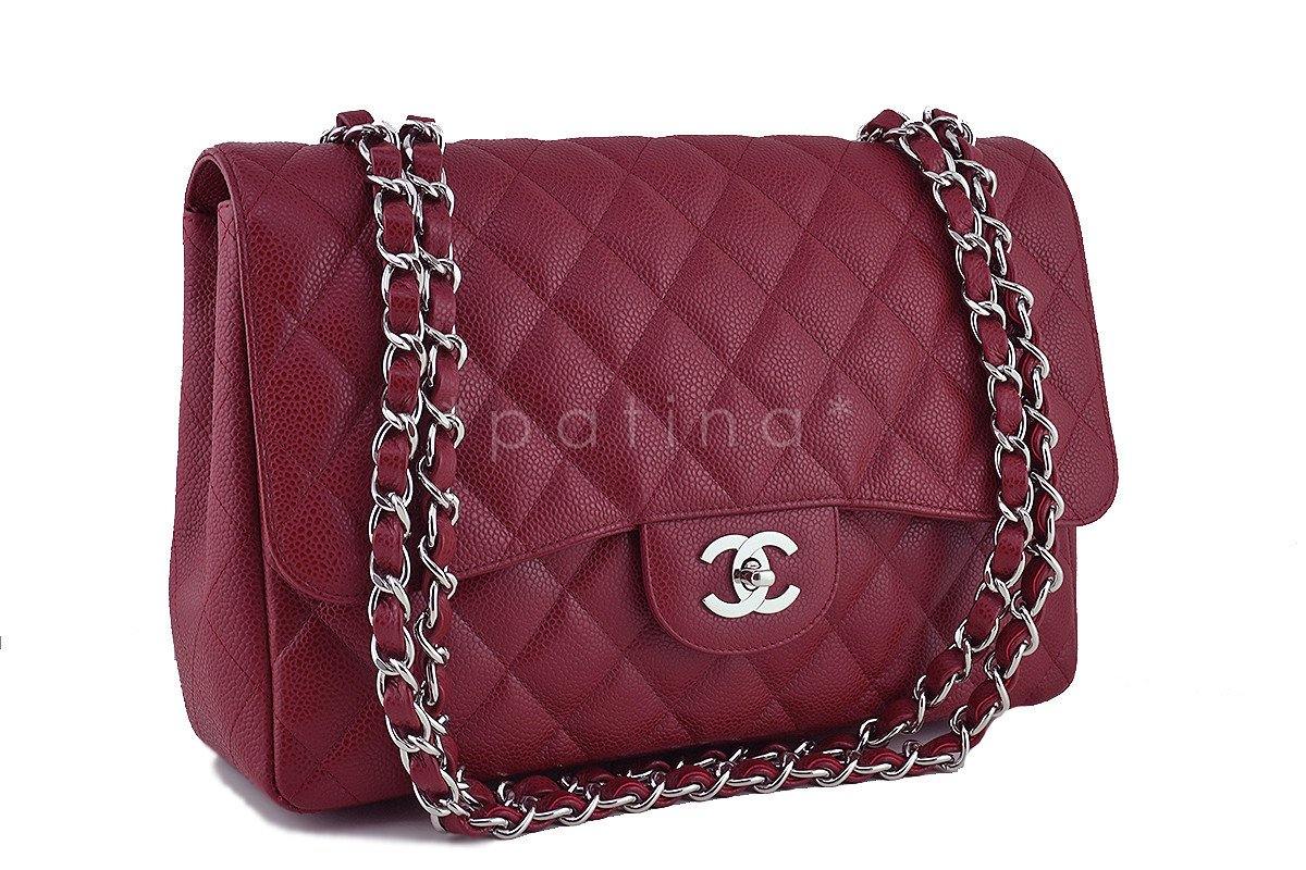Chanel Dark Red Caviar Jumbo 2.55 Classic Flap Bag - Image 2