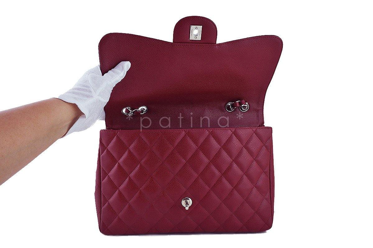 Chanel Dark Red Caviar Jumbo 2.55 Classic Flap Bag - Image 9
