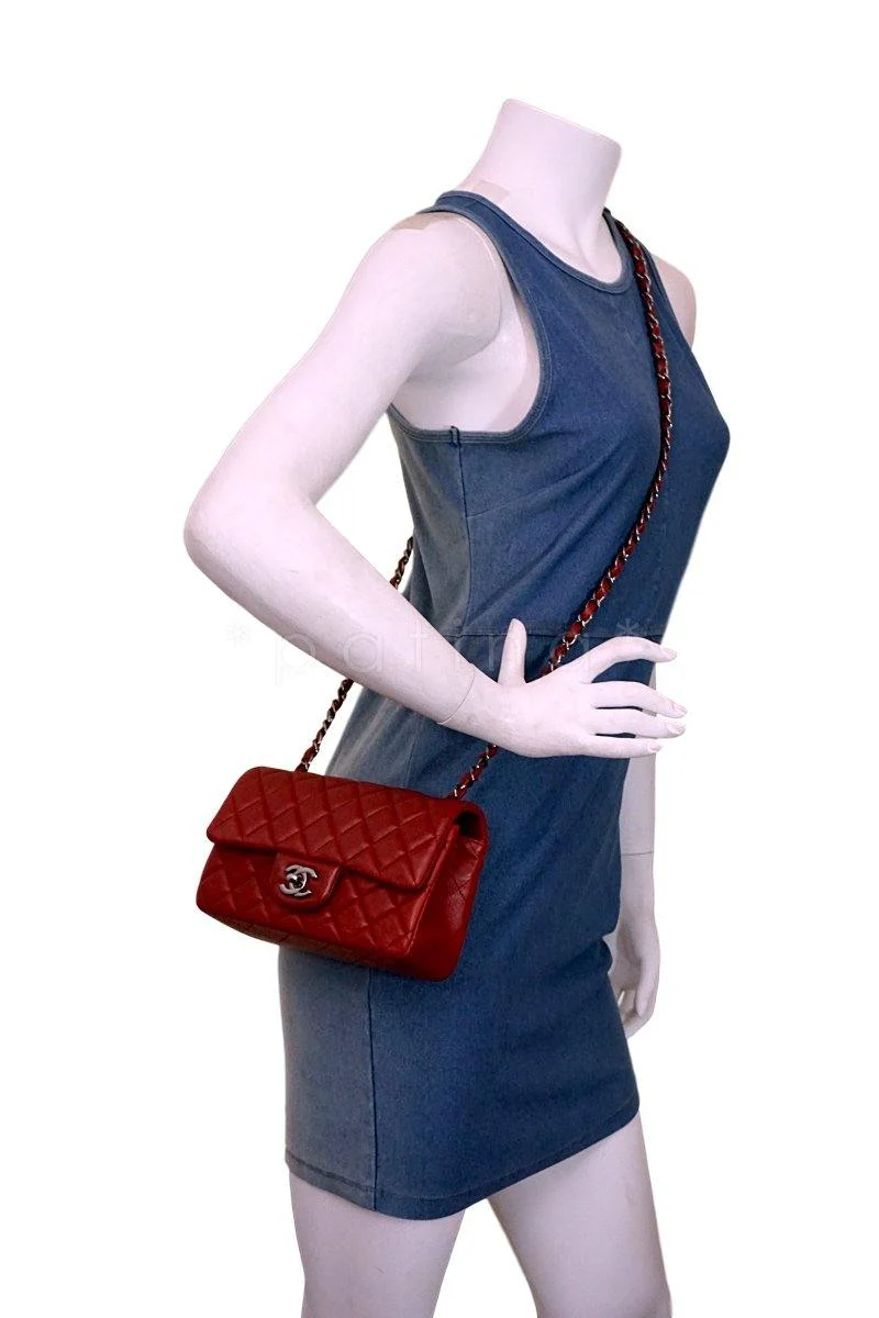 Chanel Dark Red Classic Quilted Rectangular Mini 2.55 Flap Bag - Image 14