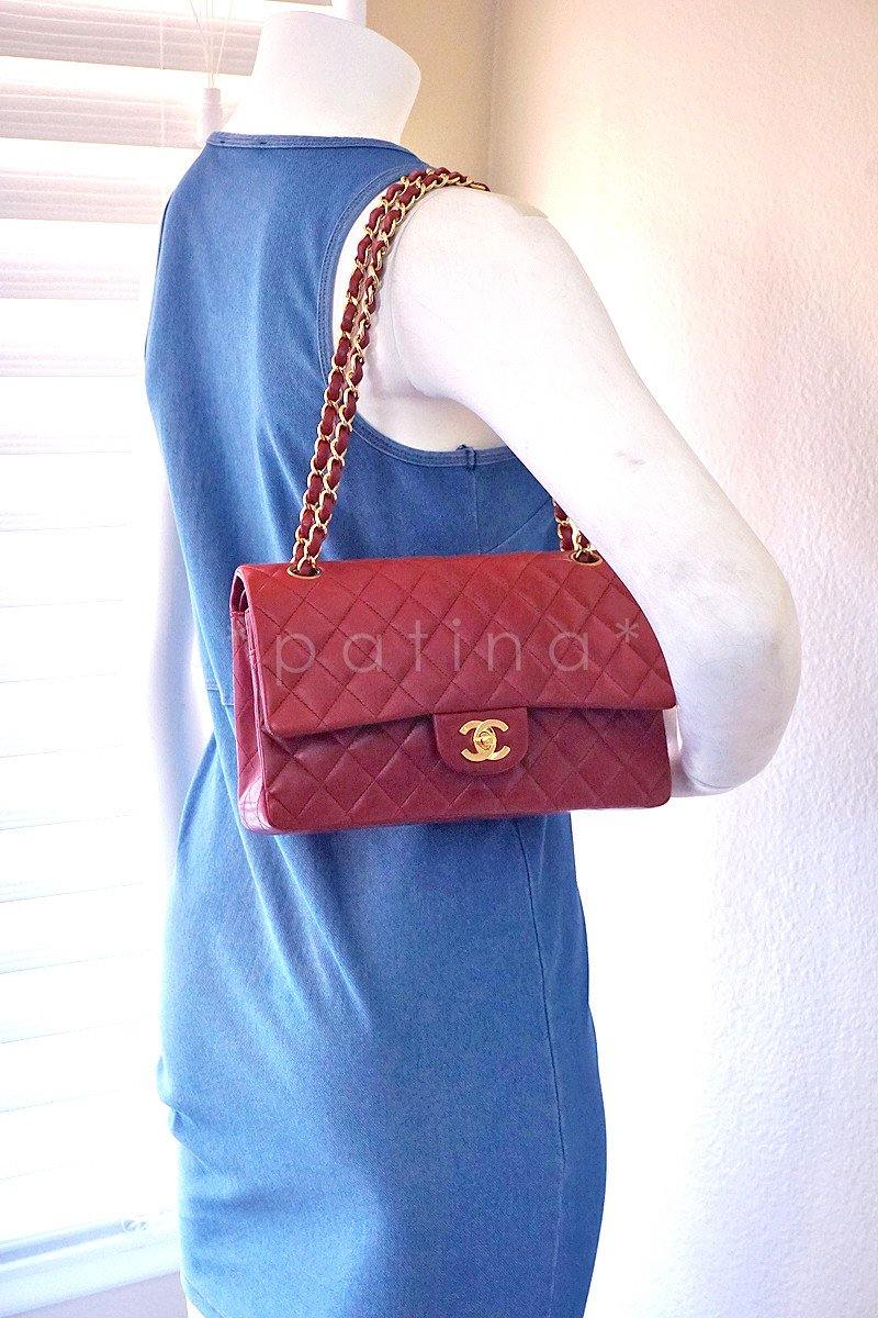 Chanel Dark Red Lambskin Medium-Large Classic 2.55 Double Flap Bag - Image 12
