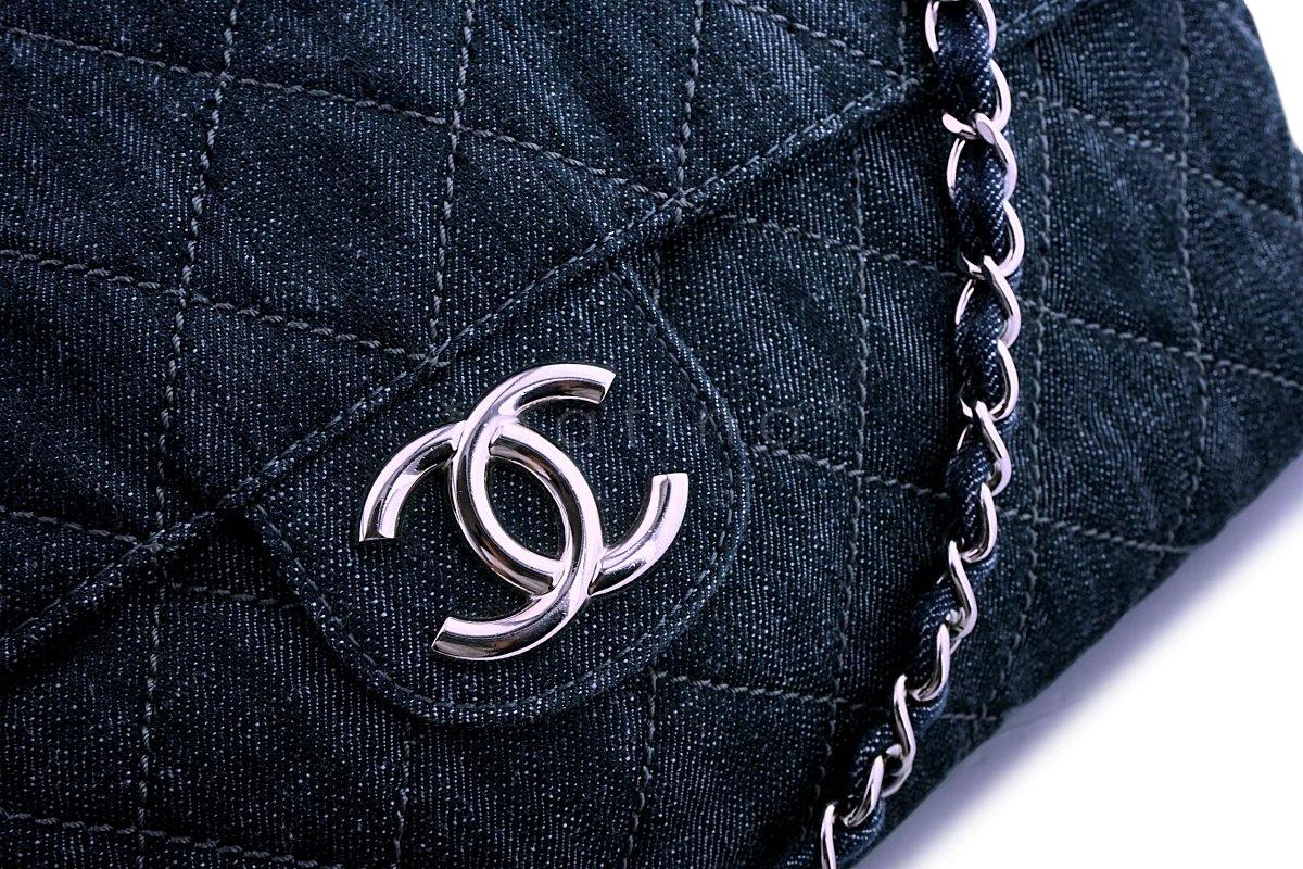 Chanel Denim XL Classic Messenger Flap Tote Bag - Image 7