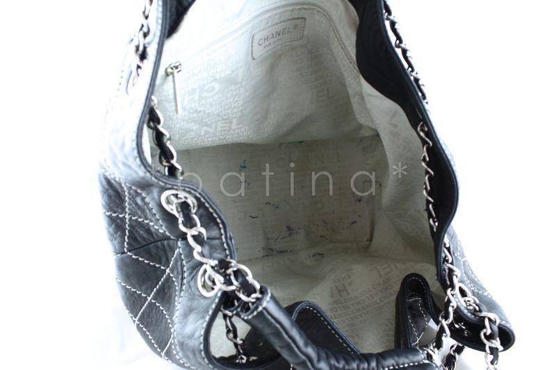 Chanel Drawstring Tote Bag Black Contrast Stitch Lambskin - Image 6