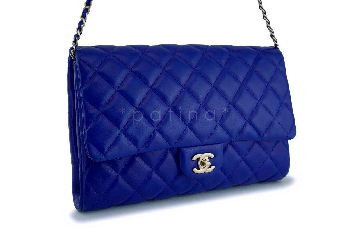 Chanel Electric Blue Roi Quilted Classic Clutch with Chain Flap Bag GHW - Image 3