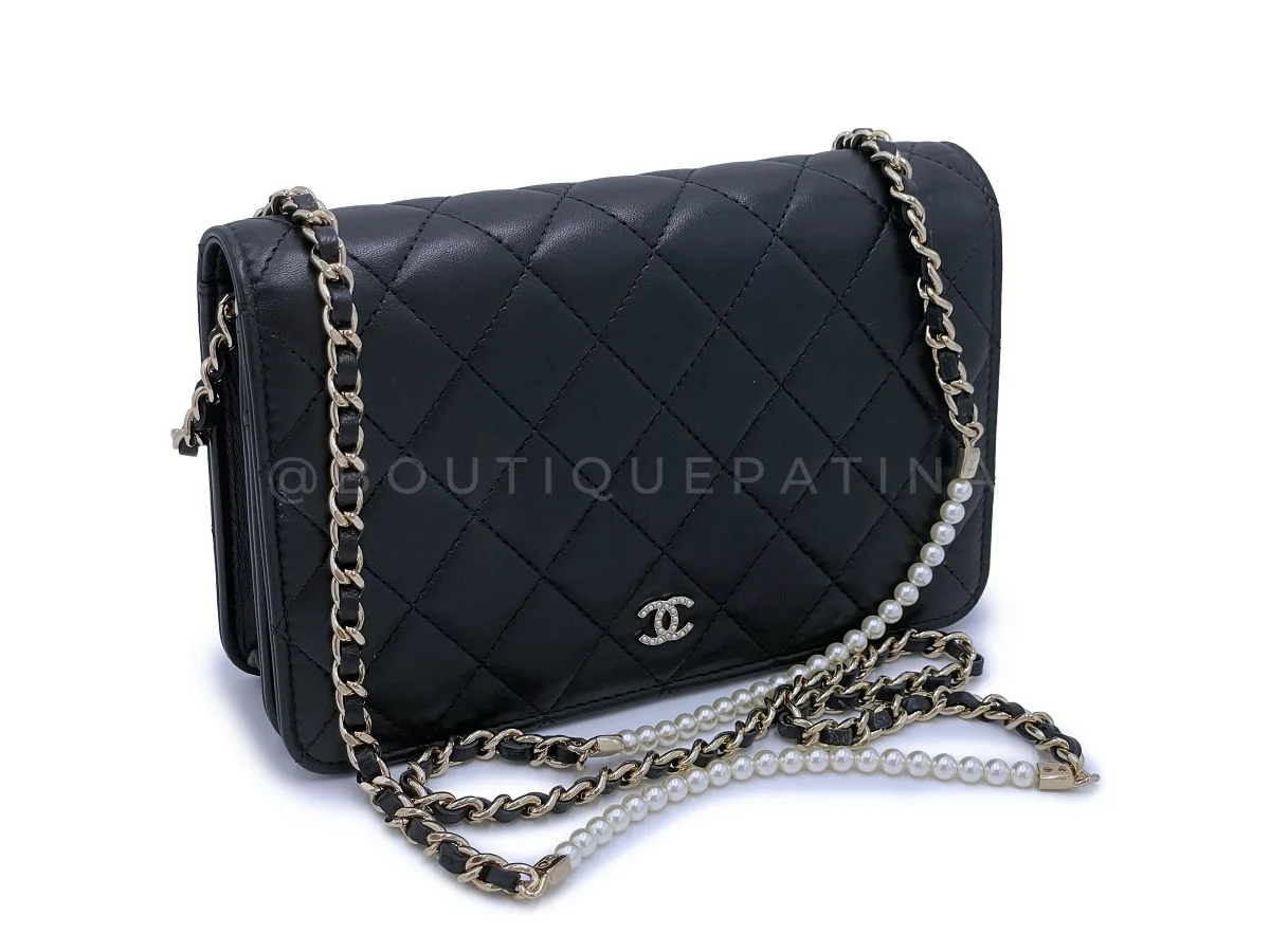 Chanel Fantasy Pearls Wallet on Chain Black Pearl WOC Bag - Image 2