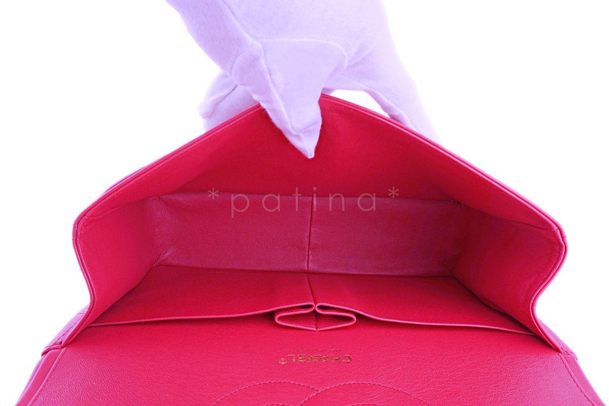 Chanel Fuchsia Pink Lambskin Jumbo Classic Double Flap Bag GHW - Image 10
