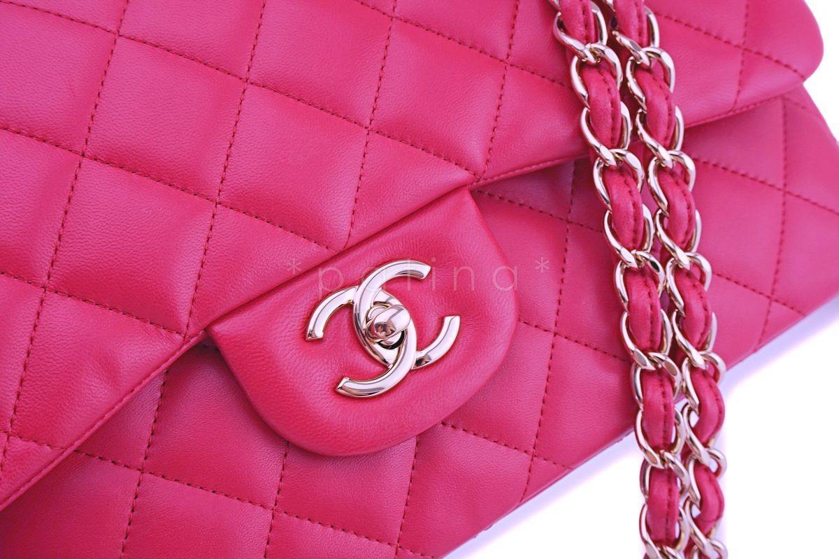 Chanel Fuchsia Pink Lambskin Jumbo Classic Double Flap Bag GHW - Image 8