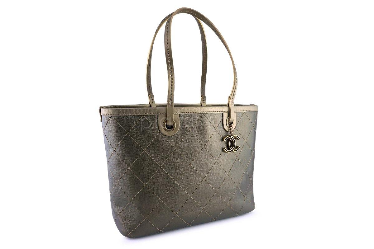 Chanel Gold Quilted Caviar Large Shopper Tote Bag - Image 2