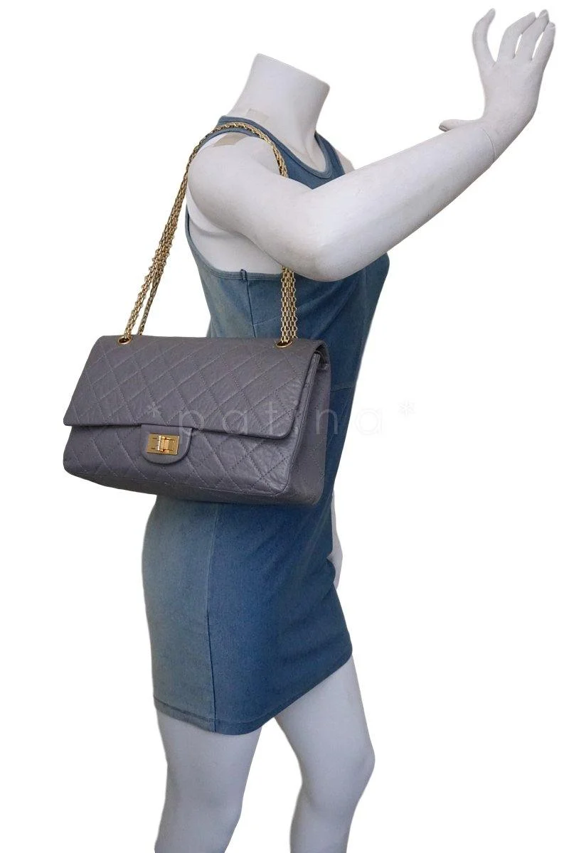 Chanel Gray Large 227 Classic 2.55 Reissue Flap Bag GHW - Image 13