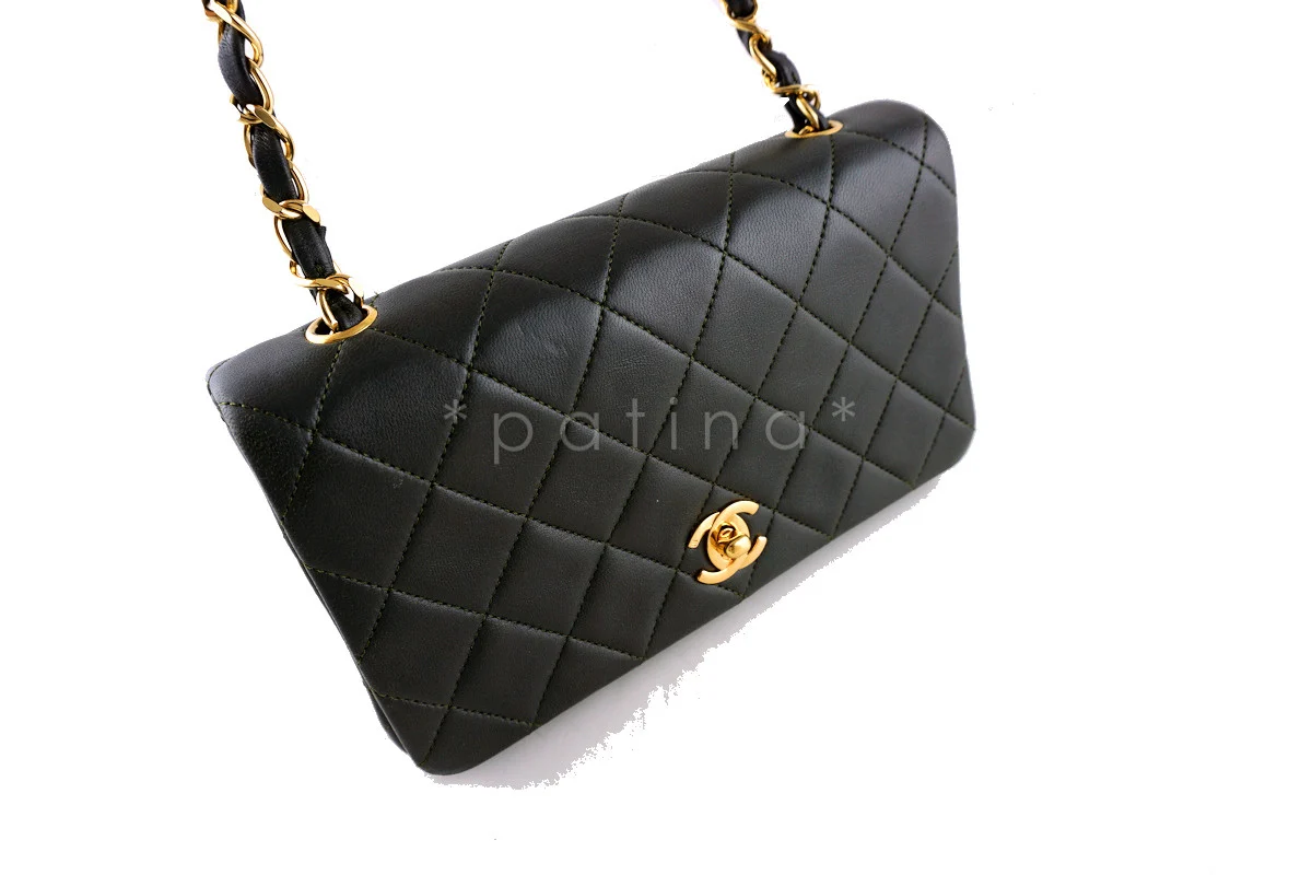 Chanel Gray Olive Small Classic Quilted Flap Bag - Image 2