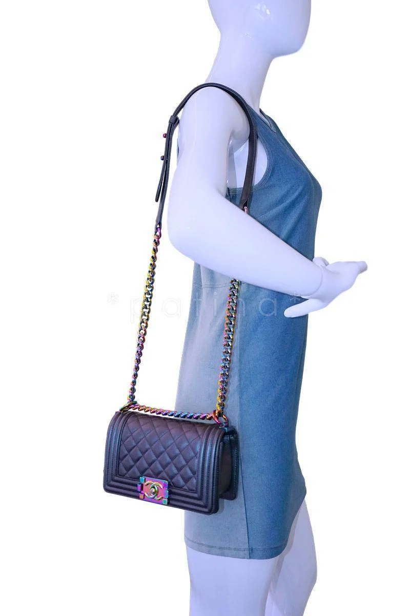 Chanel Iridescent Purple Mermaid Iridescent Small Boy Flap Bag Rainbow - Image 15