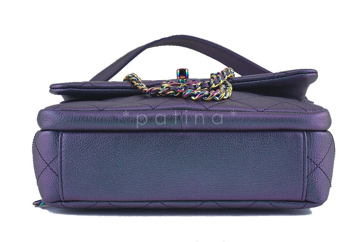 Chanel Iridescent Rainbow "Mermaid" Purple Double Carry Classic Flap Bag - Image 5