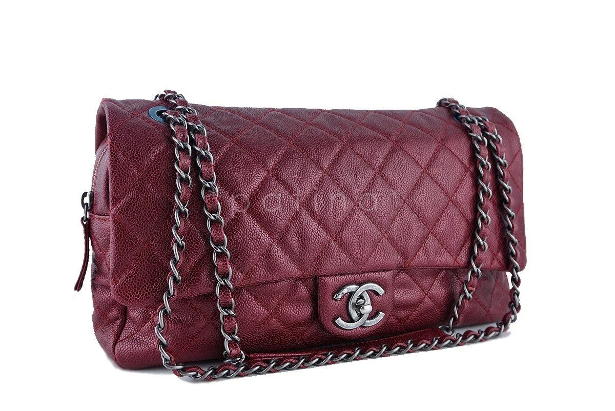 Chanel Iridescent Red Caviar Jumbo-sized Classic Easy Flap Bag - Image 2
