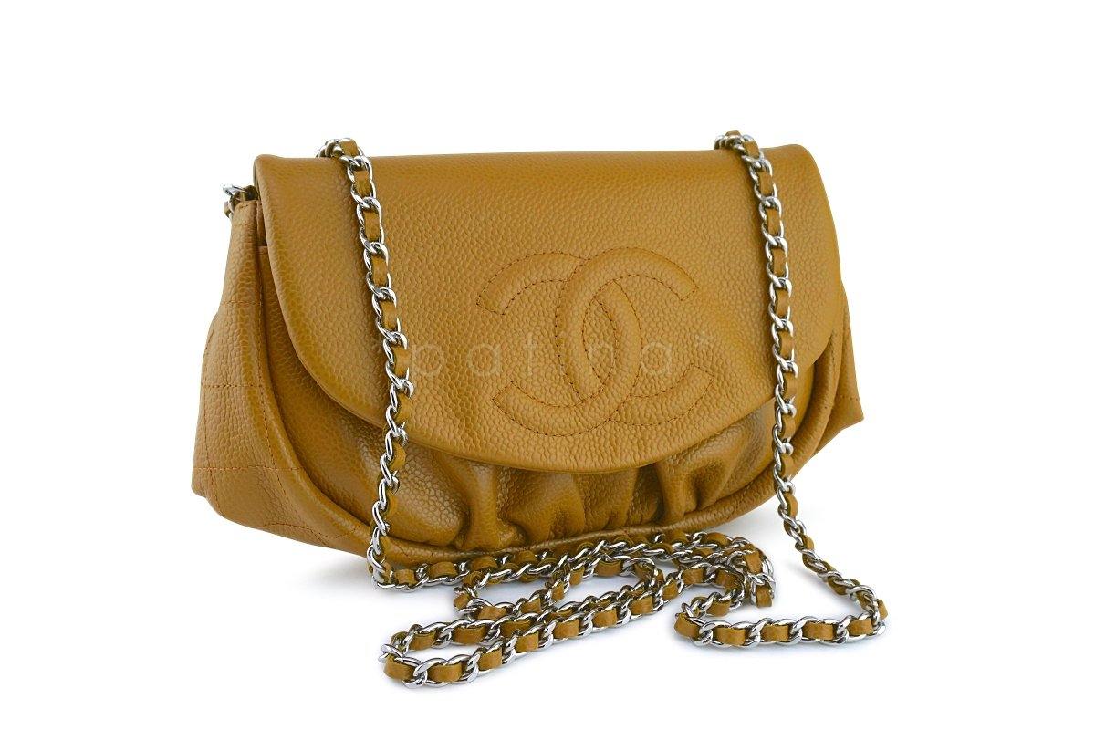 Chanel Jaune Beige Caviar Half Moon WOC Wallet on Chain Purse Bag - Image 2