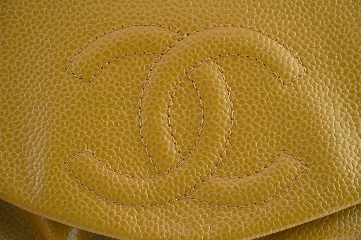 Chanel Jaune Beige Caviar Half Moon WOC Wallet on Chain Purse Bag - Image 8