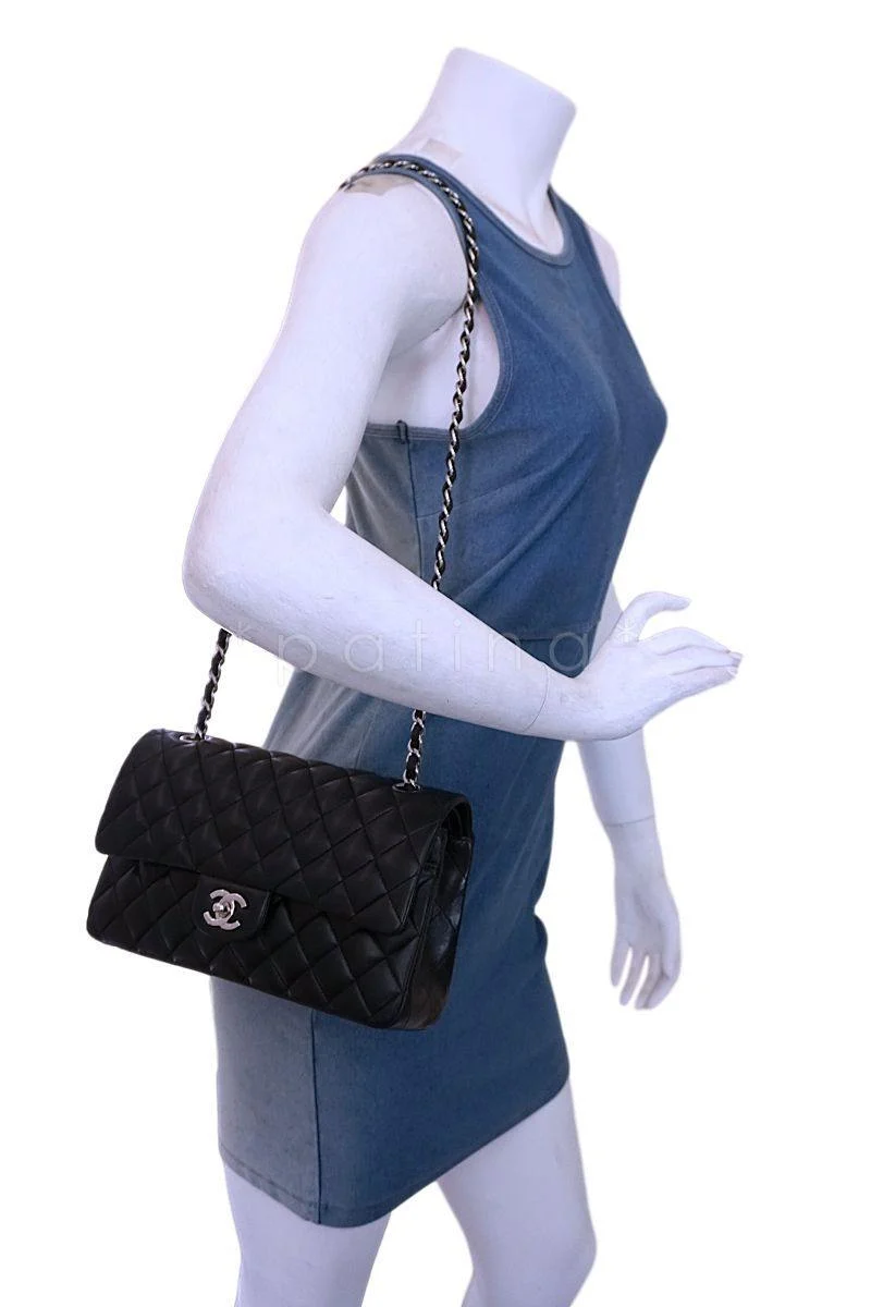 Chanel Black Lambskin Medium Classic Double Flap Bag SHW - Image 15