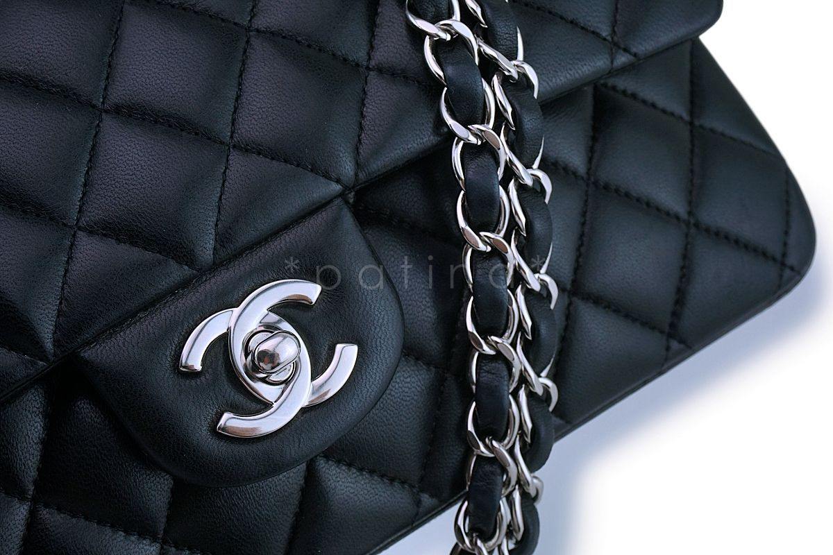 Chanel Black Lambskin Medium Classic Double Flap Bag SHW - Image 8