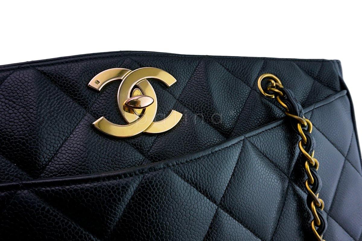 Chanel Large Black Vintage Caviar Jumbo CC Shopper Tote Bag - Image 7