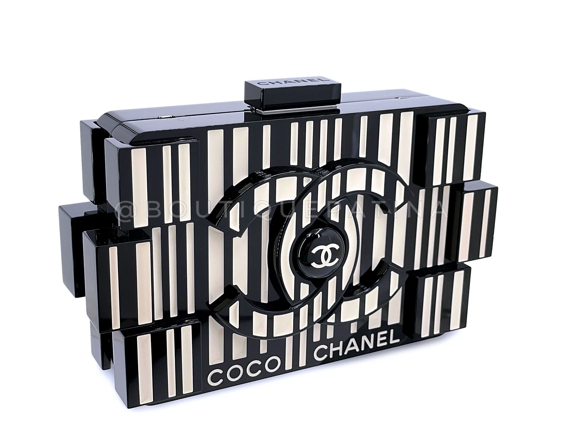 Chanel Lego Minaudière Barcode Striped Clutch Bag 2014 Supermarket Plexiglass YD0 - Image 3