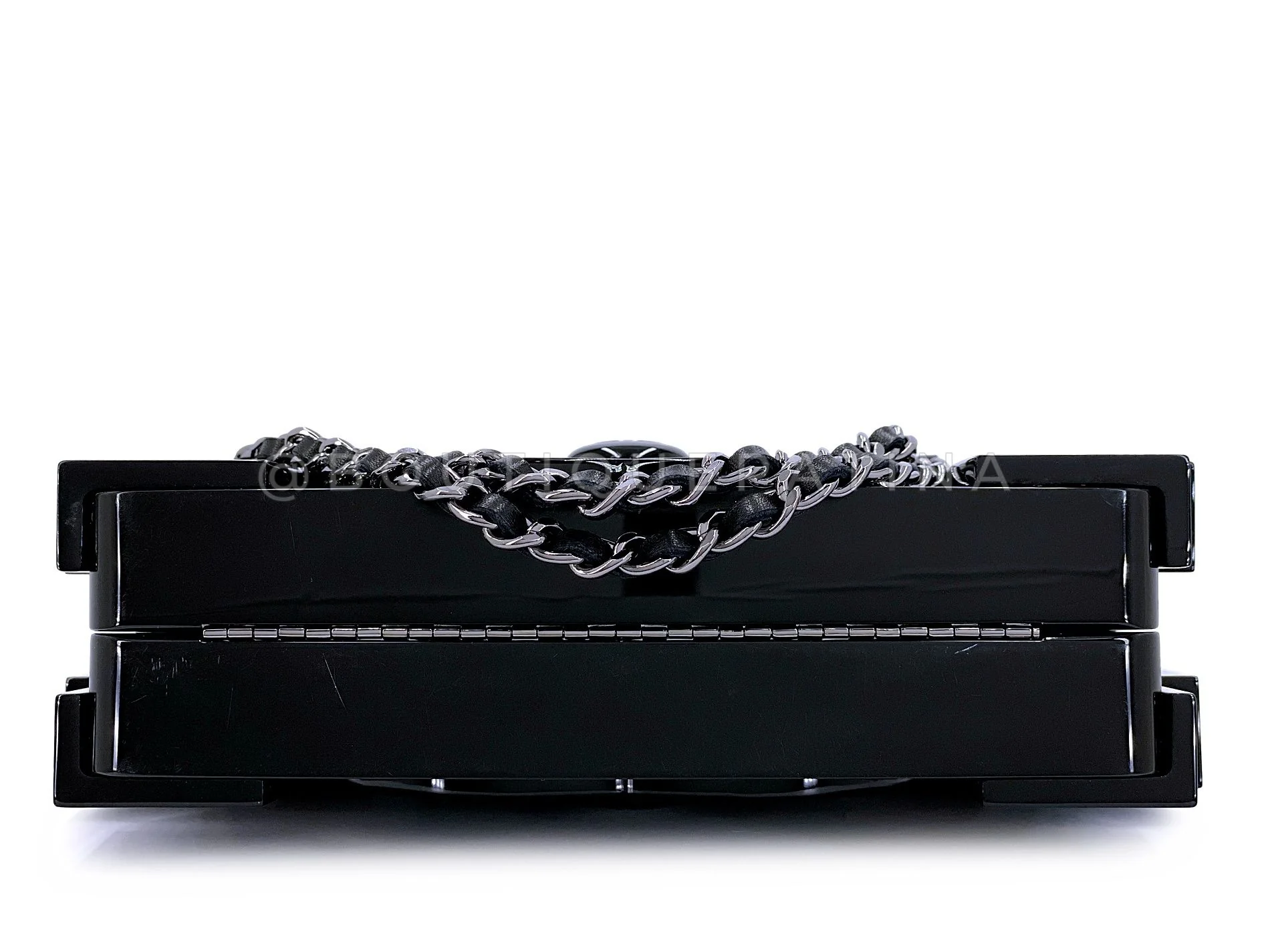 Chanel Lego Minaudière Strass Crystal Black Clutch Bag RHW 2013 Plexiglass ECY - Image 8