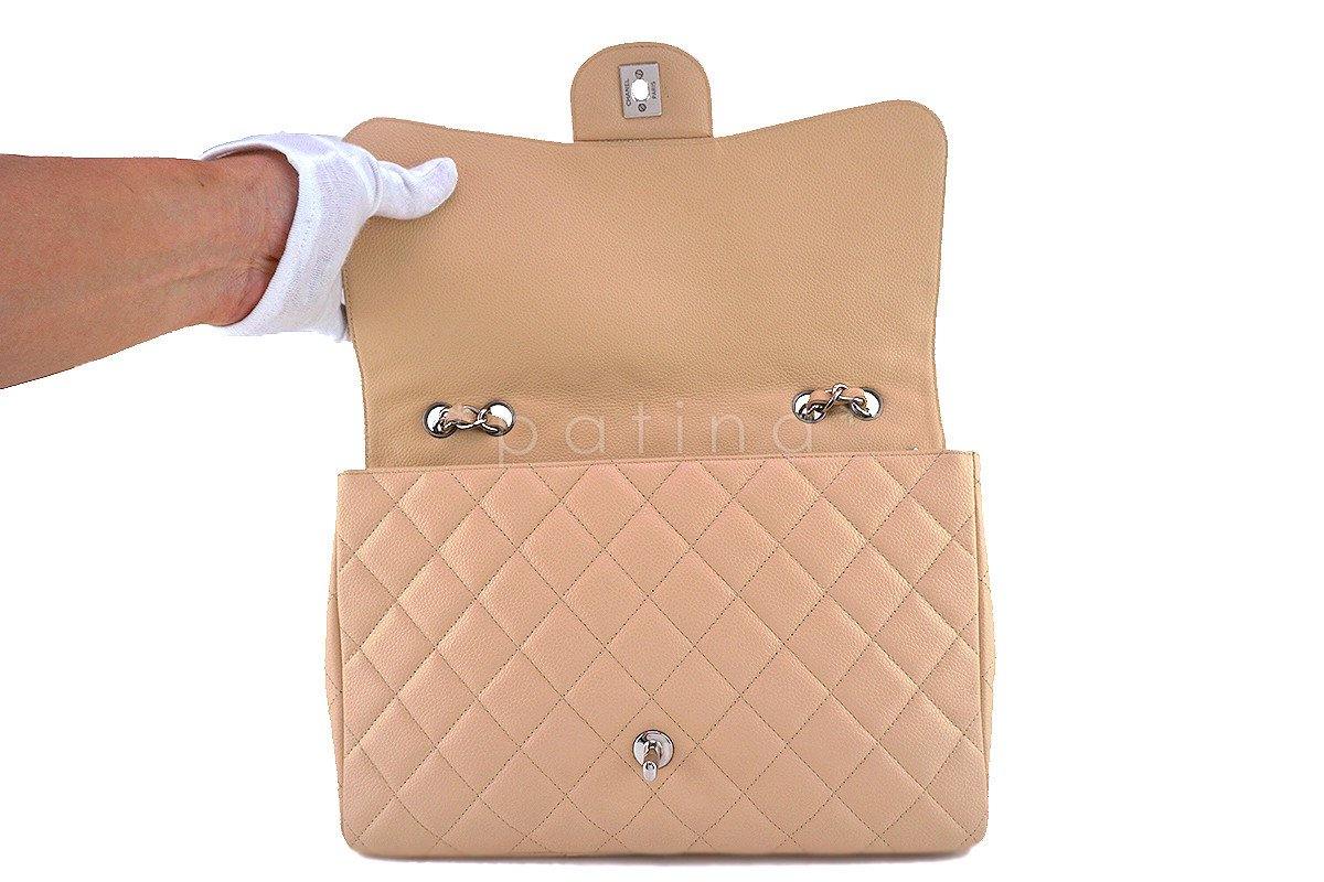 Chanel Light Beige Caviar Jumbo 2.55 Classic Flap Bag - Image 9