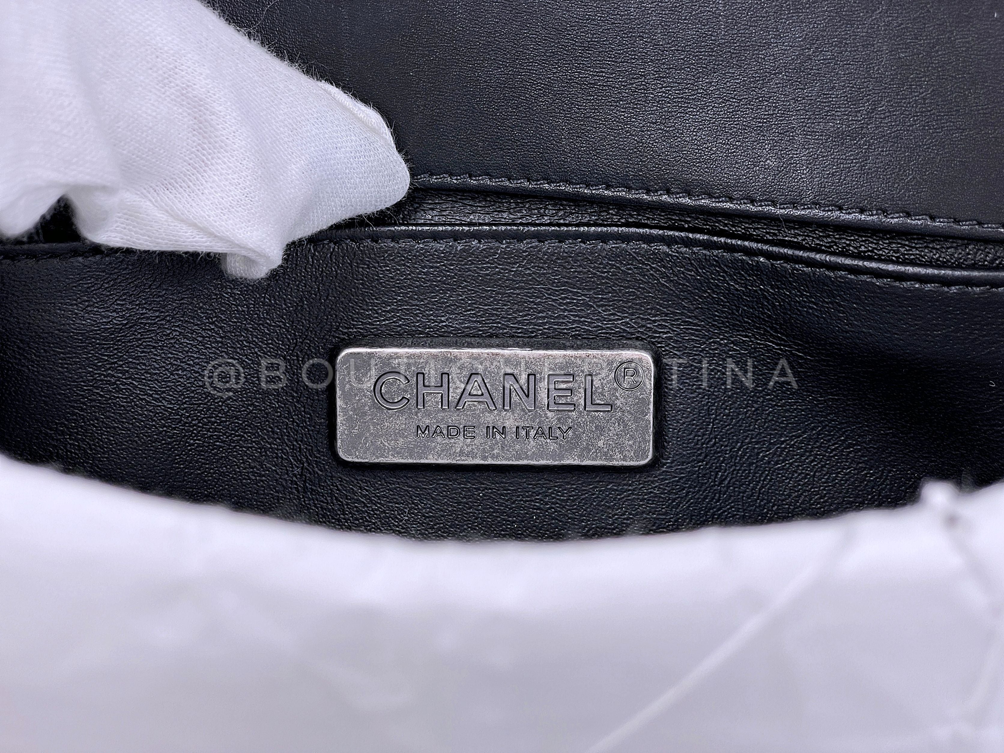 Rare Chanel Black 2016 Airlines Chevron Lizard Boy Classic Flap Bag  OE7 - Image 12