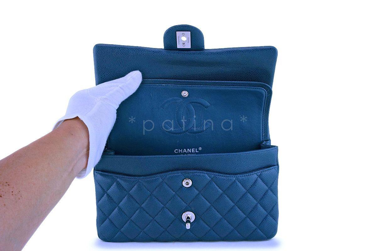 Chanel Marine Blue Caviar Medium Classic Double Flap Bag SHW - Image 9