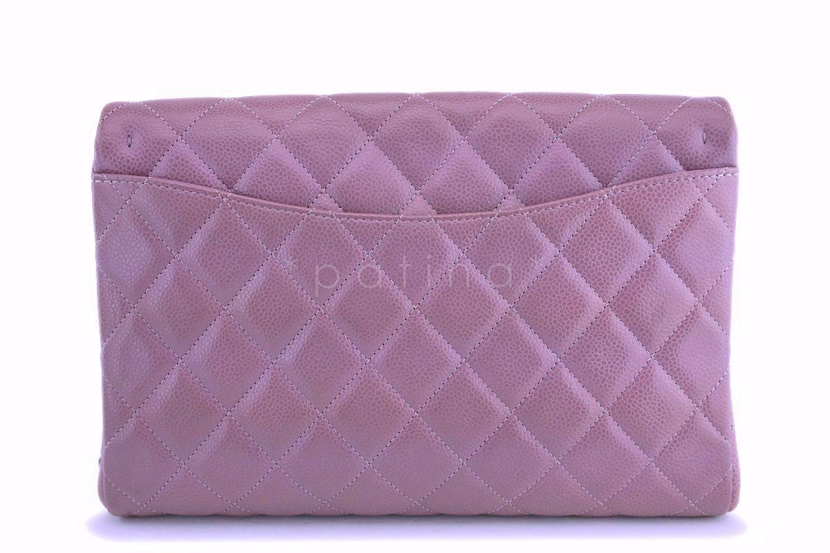 Chanel Mauve Pink-Violet Caviar Classic Timeless Clutch Flap w Chain Bag RHW - Image 5