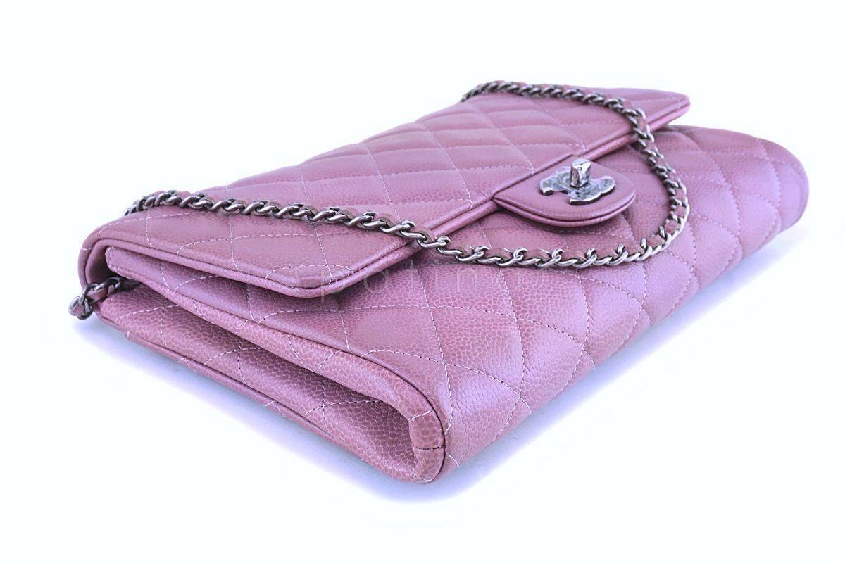 Chanel Mauve Pink-Violet Caviar Classic Timeless Clutch Flap w Chain Bag RHW - Image 7