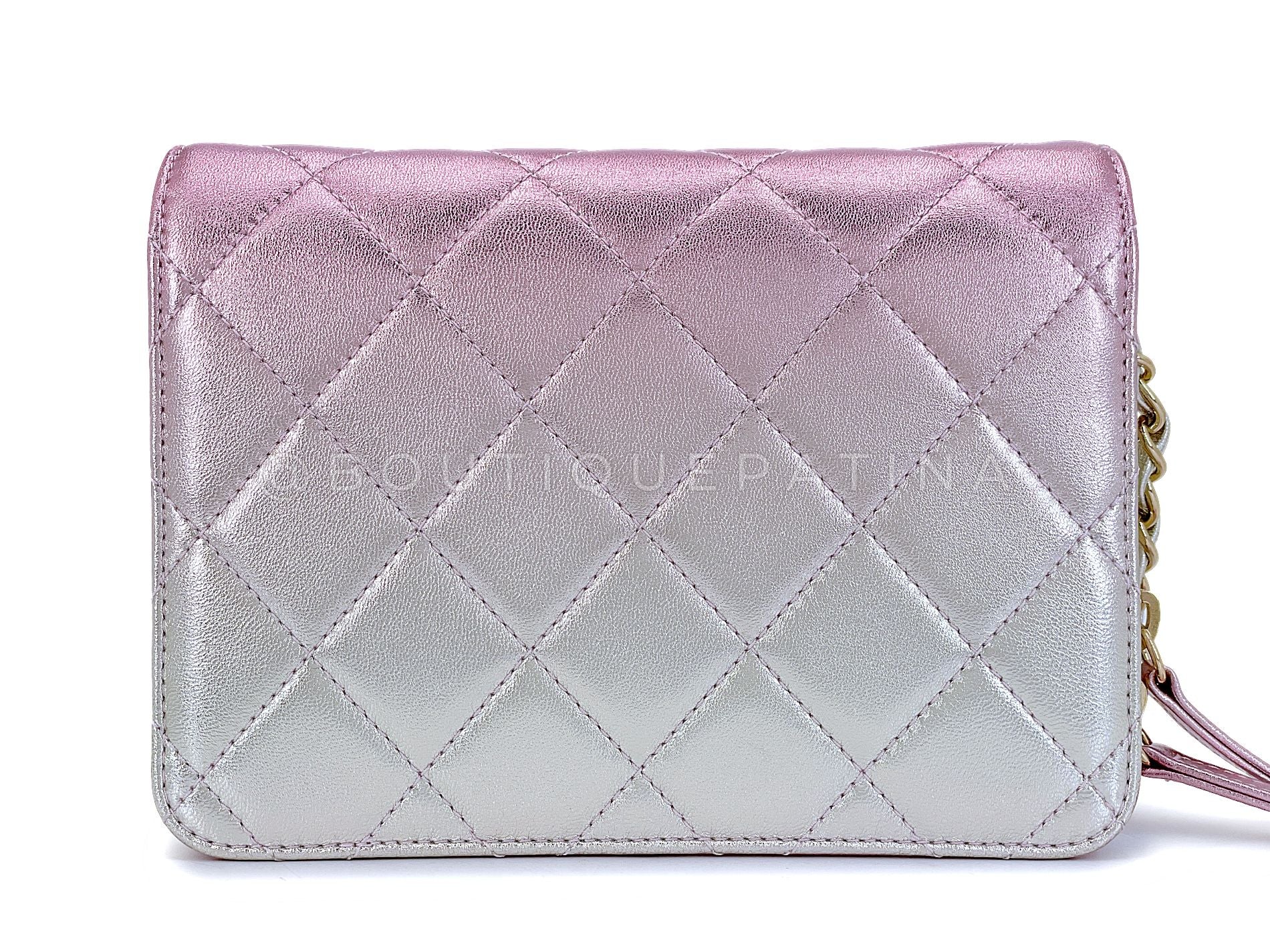 Chanel 22C Metallic Mermaid Ombre Pink Mini Wallet Flap Bag GHW ES7 - Image 5