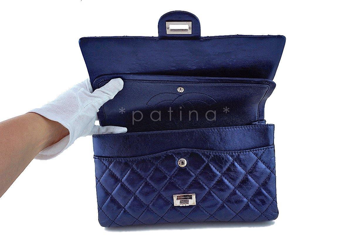 Chanel Metallic Navy Blue Calf 226 Classic Reissue 2.55 Flap Bag - Image 12