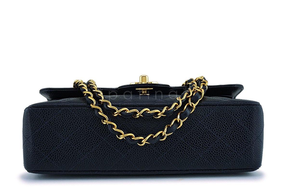 Chanel Midnight Navy Blue-Black Caviar Small Classic Double Flap Bag 24k GHW F8S - Image 6
