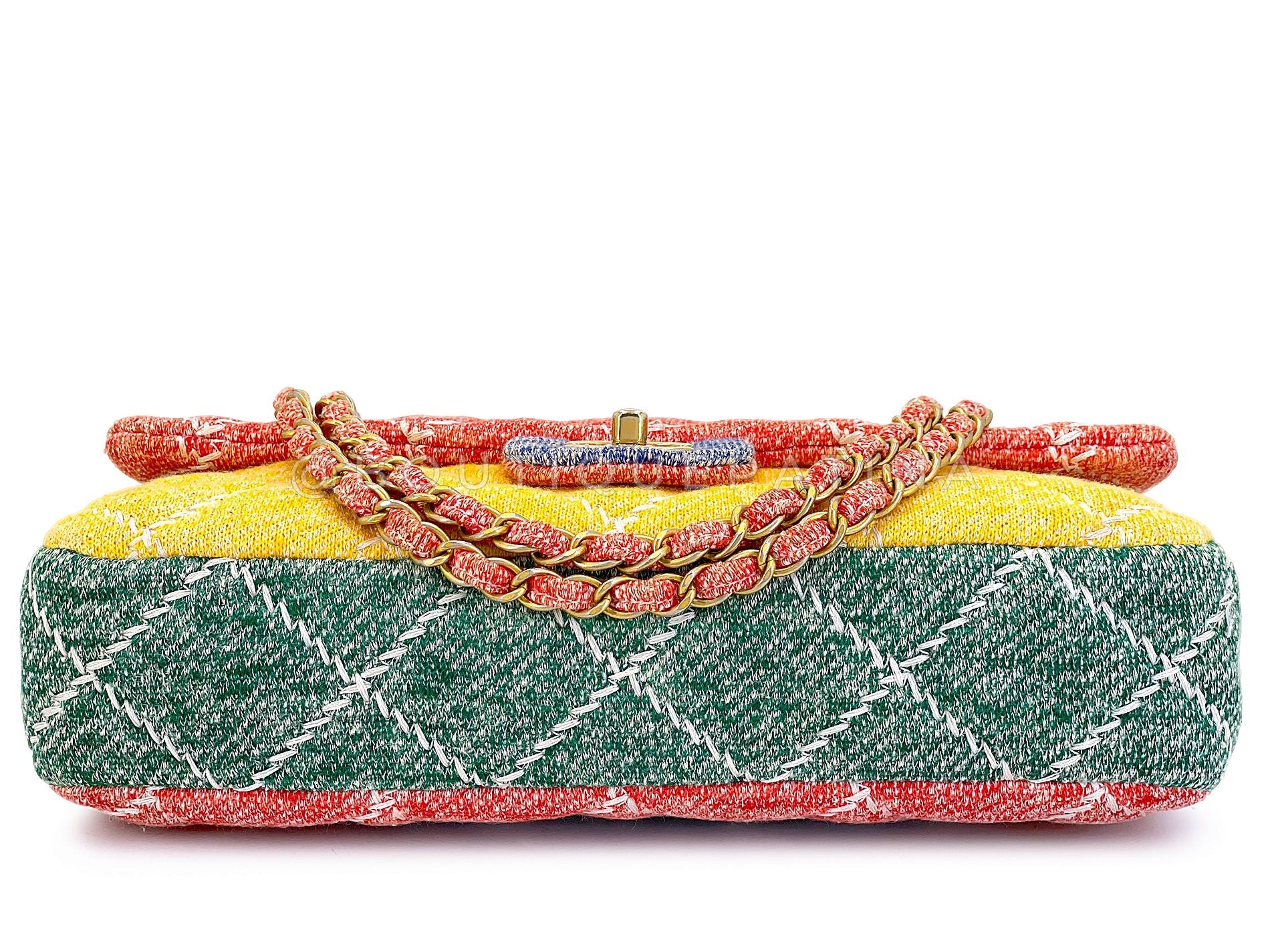 Chanel Multicolor Rainbow Wool Stitched Flap Bag GHW J06 - Image 6