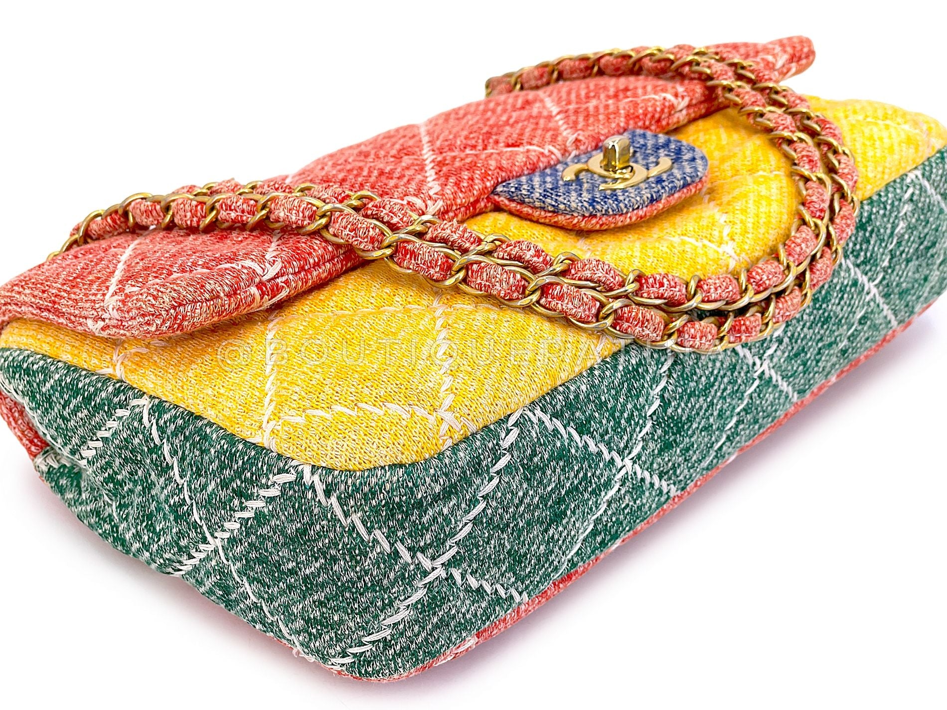 Chanel Multicolor Rainbow Wool Stitched Flap Bag GHW J06 - Image 7