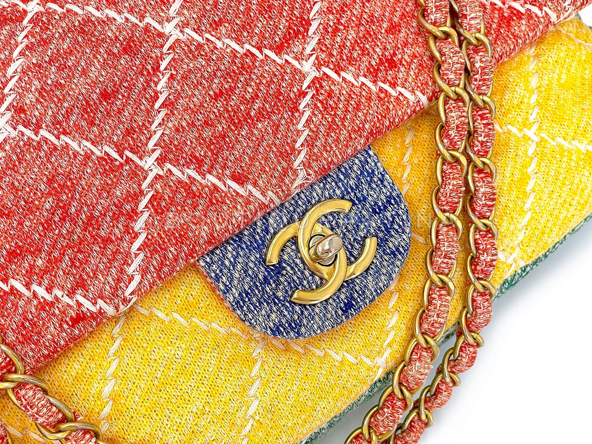 Chanel Multicolor Rainbow Wool Stitched Flap Bag GHW J06 - Image 8