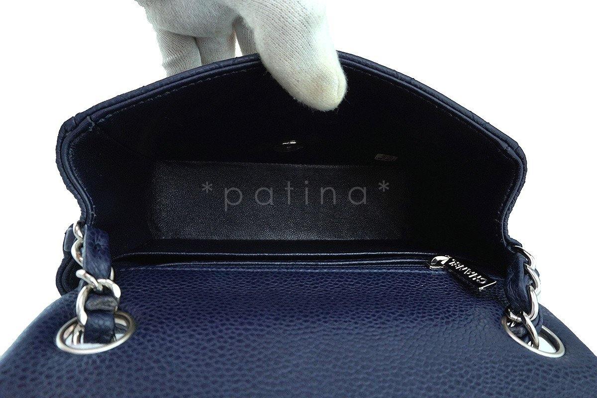Chanel Navy Blue Caviar Classic Quilted Square Mini 2.55 Flap Bag - Image 10