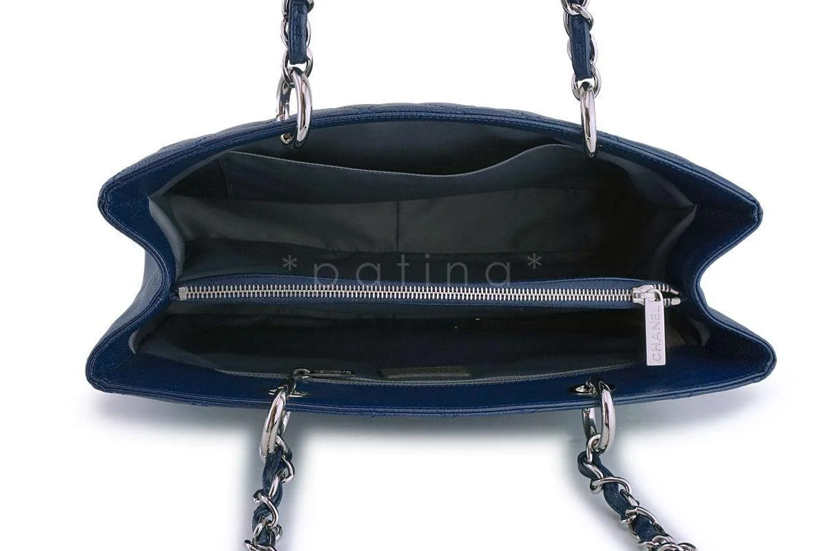 Chanel Navy Blue Caviar Grand Shopper Tote GST Bag SHW - Image 6