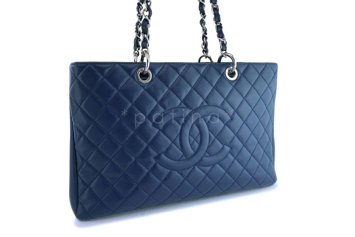 Chanel Navy Blue Caviar Grand Shopper Tote XL Bag SHW - Image 3