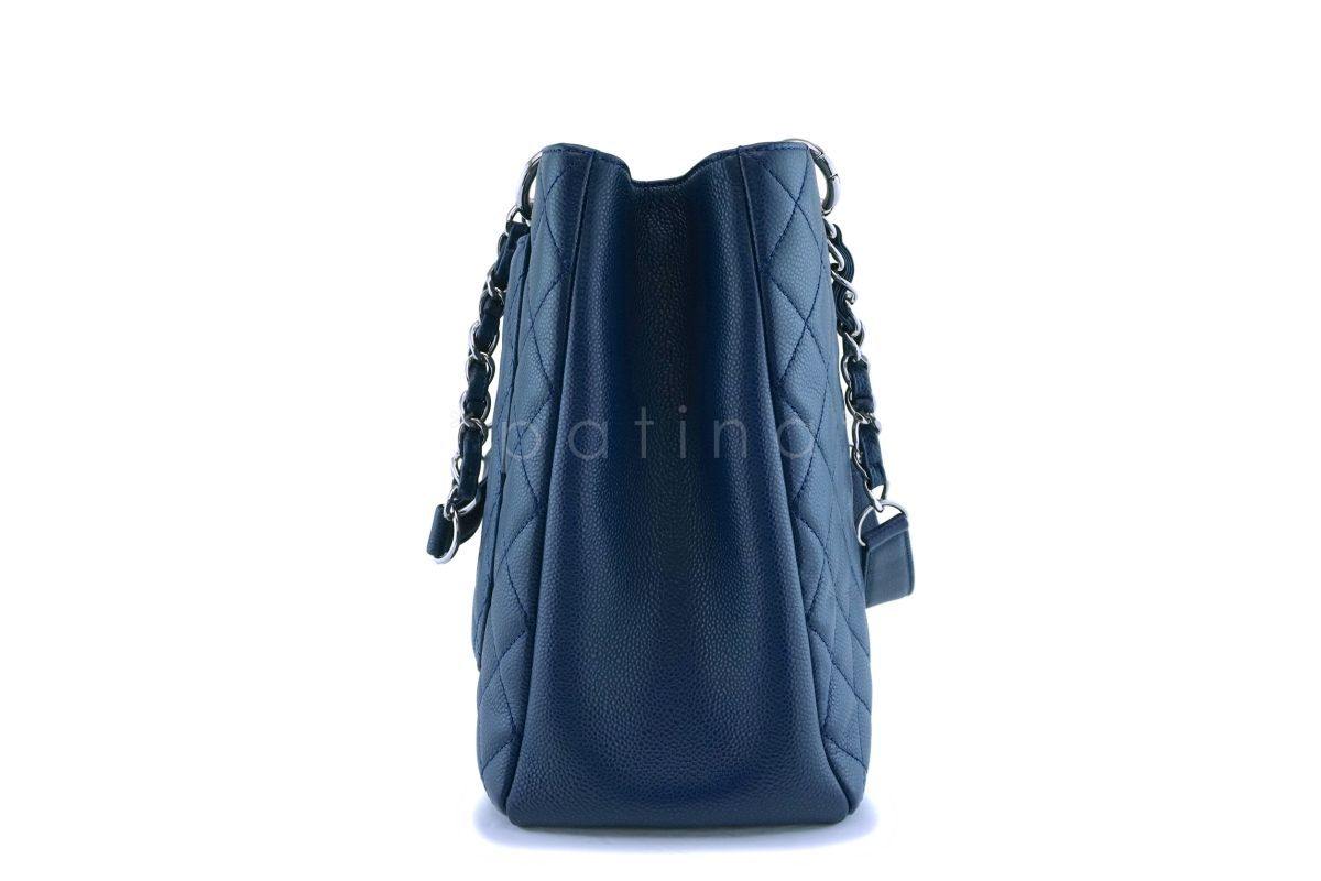 Chanel Navy Blue Caviar Grand Shopper Tote XL Bag SHW - Image 4