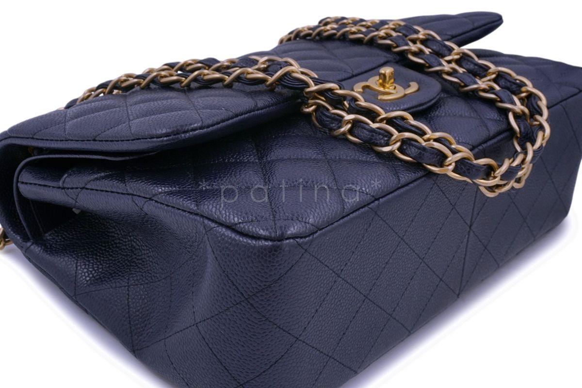 Chanel 16C Navy Blue Caviar Jumbo Classic Double Flap Bag GHW - Image 7