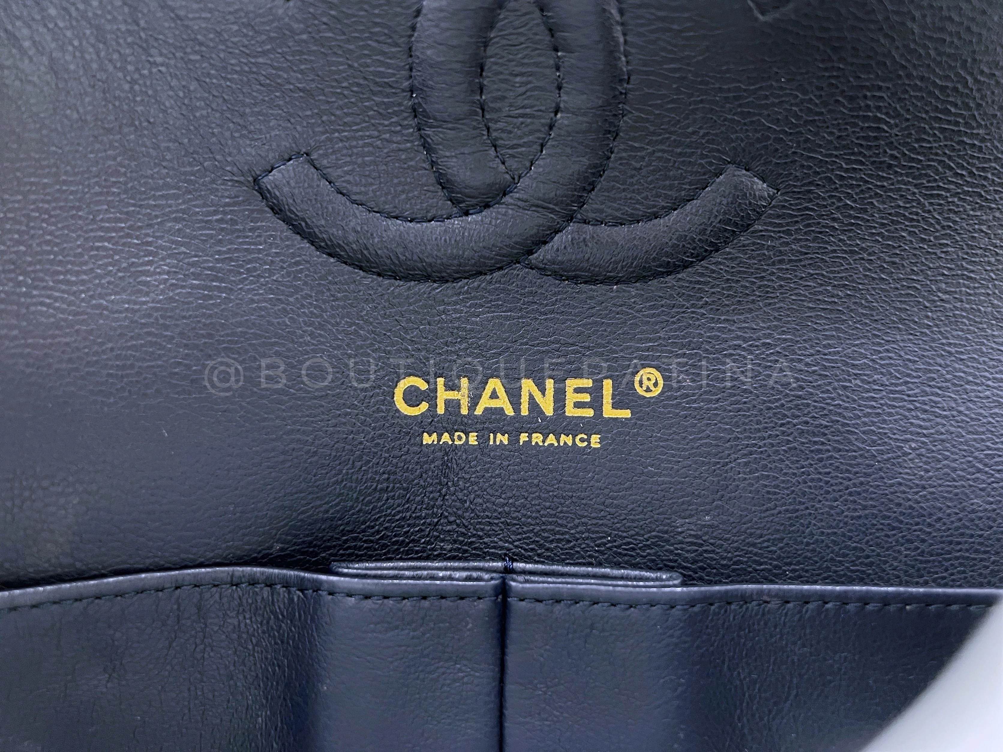 Chanel Navy Blue Caviar Medium Classic Double Flap Bag GHW - Image 11